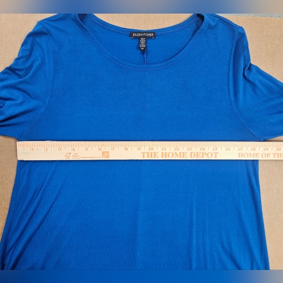 Eileen Fisher Lightweight Viscose Jersey Round Neck Tunic Top Size S Blue - Picture 9 of 13